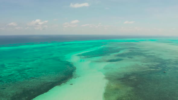 Tropical Landscape with Lagoons and Blue Sky