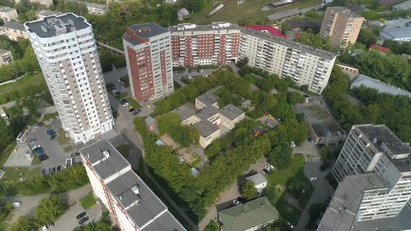 Aerial view of preschool building in big city 03