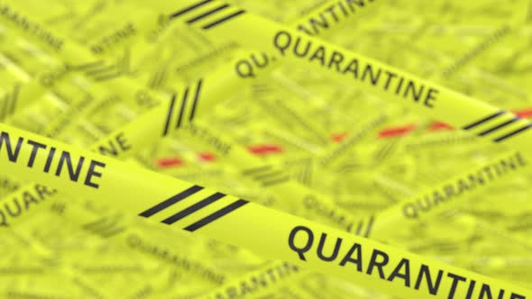 Warning Tapes with QUARANTINE and CORONAVIRUS Text