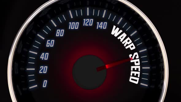 Warp Speed Fast Quick Response Speedometer Urgent Action Now 3d Animation