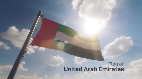 UAE Flag on a Flagpole V2