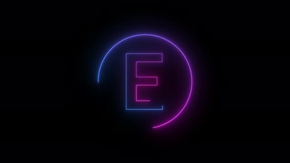 Neon Light E Text Intro Animation