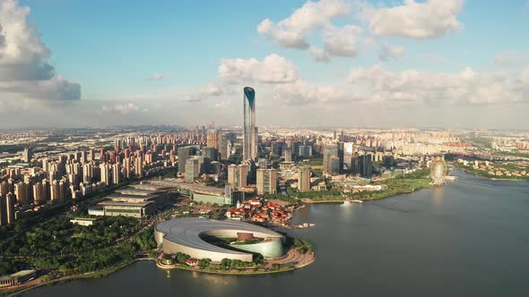 CBD buildings by Jinji Lake in Suzhou