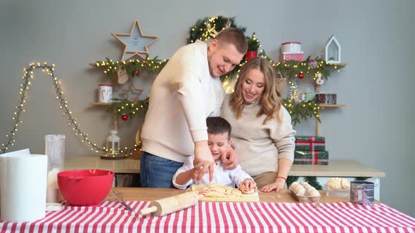 Happy Family Together Prepares Traditional Dishes From the Dough for New Year