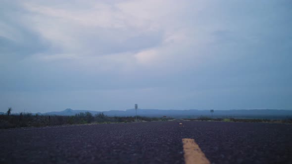 West Texas Highway at Blue Hour 4K Left to Right Dolly