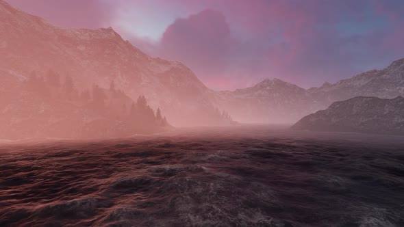 2k Pink Mountain Mountains And Purple Fog
