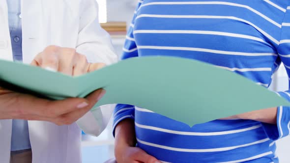 Pregnant woman consulting a female doctor