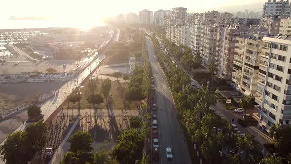 Coastal Sunset Driveway Aerial View