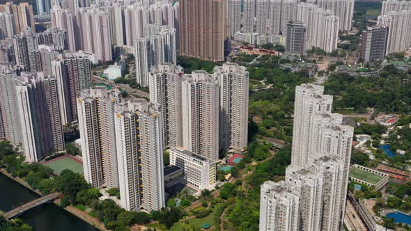 Aerial view of Hong Kong city