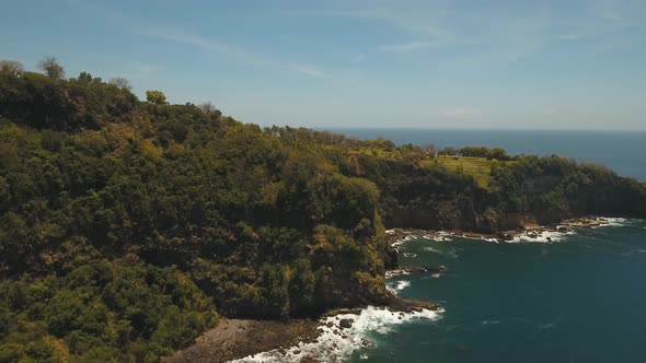 Seascape Cliffs Sea Waves Bali Indonesia