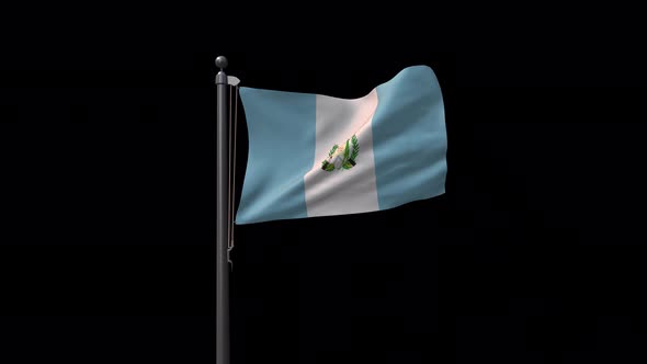 Guatemala Flag On Flagpole With Alpha Channel  4K