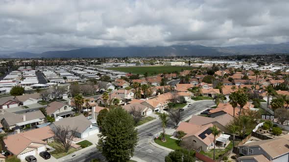 Aerial View of Small Town Hemet in the San Jacinto Valley in Riverside County California