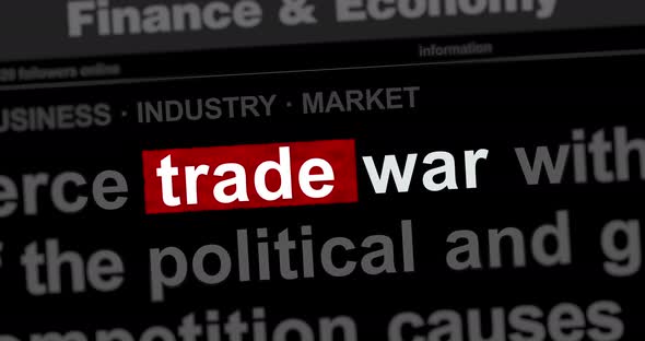 Headline news titles media with Trade war import and export tax