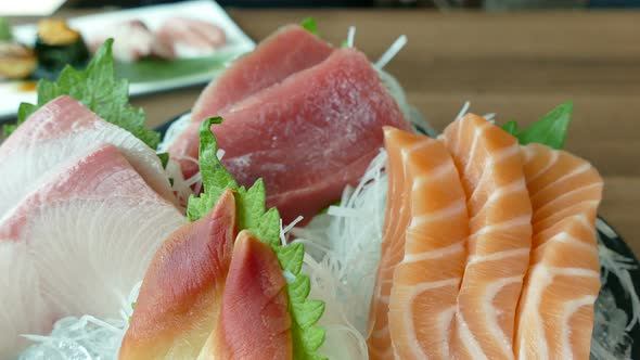 Raw fresh seafood sashimi Japanese food style