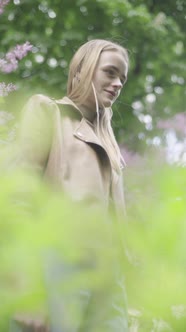 Vertical Video of a Young Skinny Girl in the Park