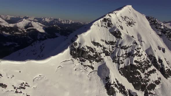 Aerial View Mountain Range With Snow