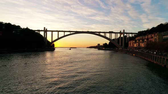 Fly Above Riiver Douro in the Beautiful City of Porto