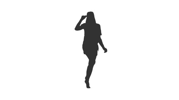 Silhouette of Dancing Young Woman