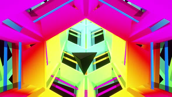 Vj Loop Pyramid Flight Through Rainbow Hexagonal Tunnel HD ProRes