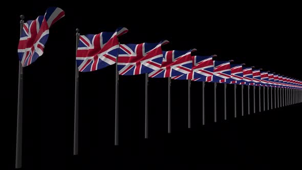 Row Of United Kingdom Flags With Alpha 2K