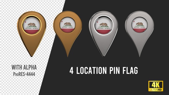 California State Flag Location Pins Silver And Gold