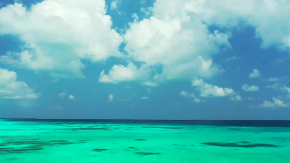 Aerial view nature of relaxing bay beach holiday by blue ocean and white sand background of a dayout