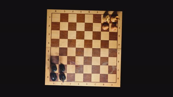 Arrangement of vintage pieces on a retro chessboard, alt