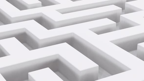 Maze motion graphics. White Labyrinth geometric background