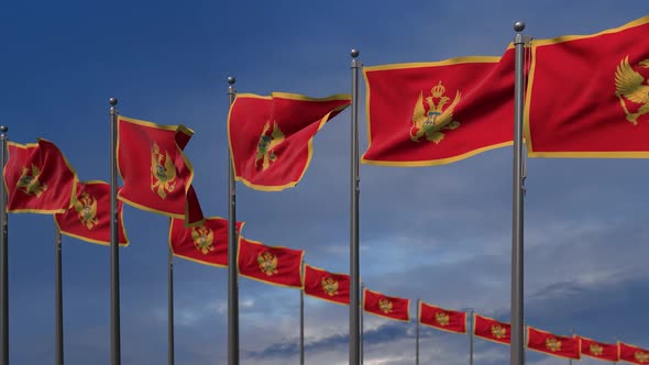 The Montenegro Flags Waving In The Wind  2K