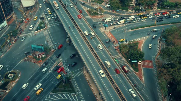 Busy Highway Road Junction in Metropolis City Center