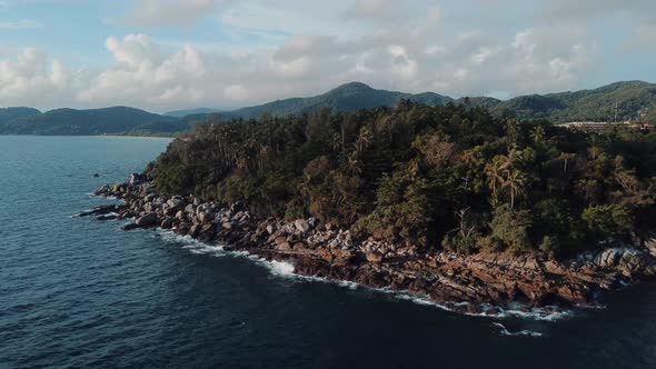 Tropical forest coastline in Thailand.