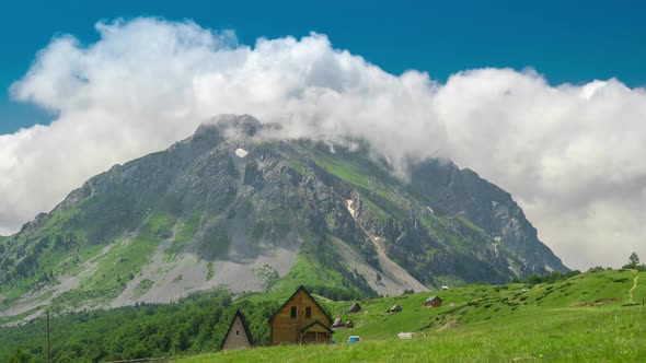 View of Family Farm on Countriside in Komovi Mountains Montenegro