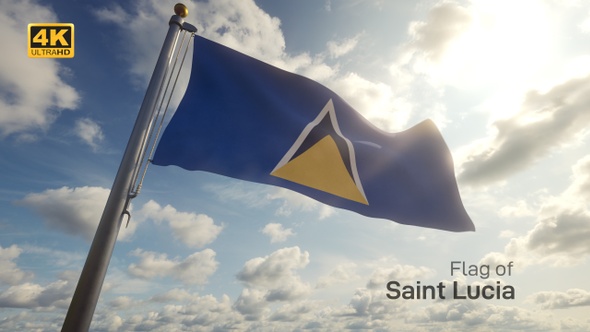 Saint Lucia Flag on a Flagpole - 4K