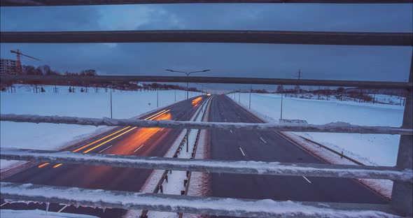 Time Lapse Night Traffic at Vilnius Lithuania