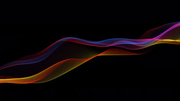 New Technology Digital Particle Wave Motion On Black Background