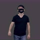 Walking gay person in black t-shirt and anti covid lgbt mask, Alpha in - VideoHive Item for Sale