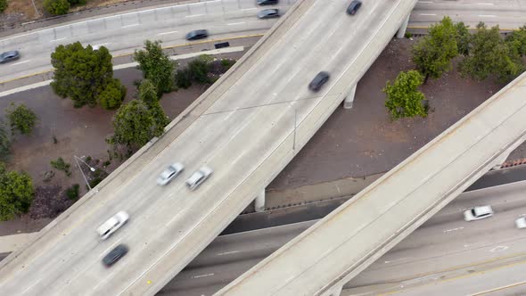 Aerial  View Over the Overpass Section of Los Angeles Highway