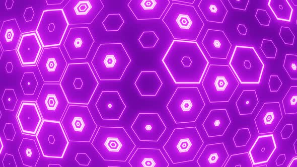 Pink pulsating hexagons. loop animation