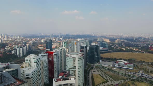 Mexico City, Santa Fe, Business Destrict, Drone Shot, Skyscraper, Skyline, Park