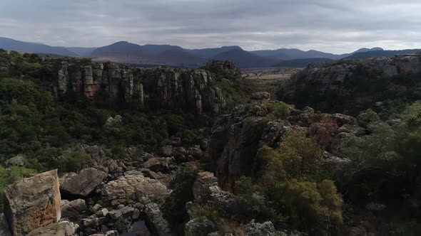 Aerial view over the Treur River in Mpumalanga, south africa that forms part of the Blyde River cany