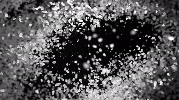 Super Slow Motion Shot of Salt Explosion on Black Background at 1000Fps