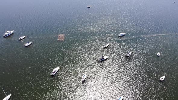 Aerial view of Boats at Sea