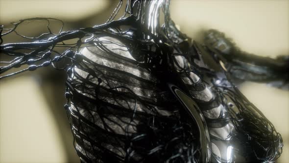 Human Body Scan with Glowing Lungs and Trachea alt