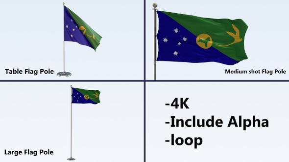 Christmas Island Flag Pole Pack 4k-Loop