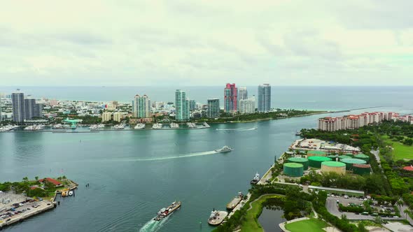 Aerial Hyperlapse Approach Miami Beach Florida 4k