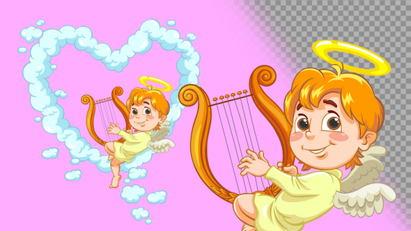 Cupid playing on harp alt