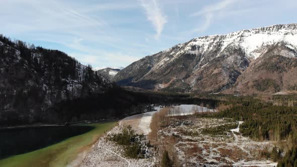 Beautiful Winter Landscape on the Lake Offensee in the Mountains in Upper Austria Salzkammergut