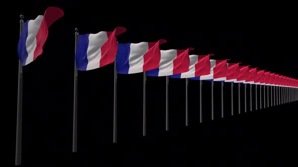Row Of France Flags With Alpha 2K
