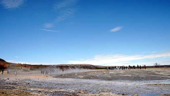 Steam Emitting From Strokkur Geyser in Iceland