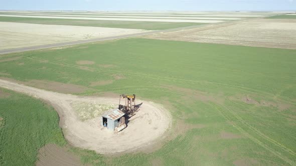 Aerial view of farmlands on Eastern Plains in the Spring.